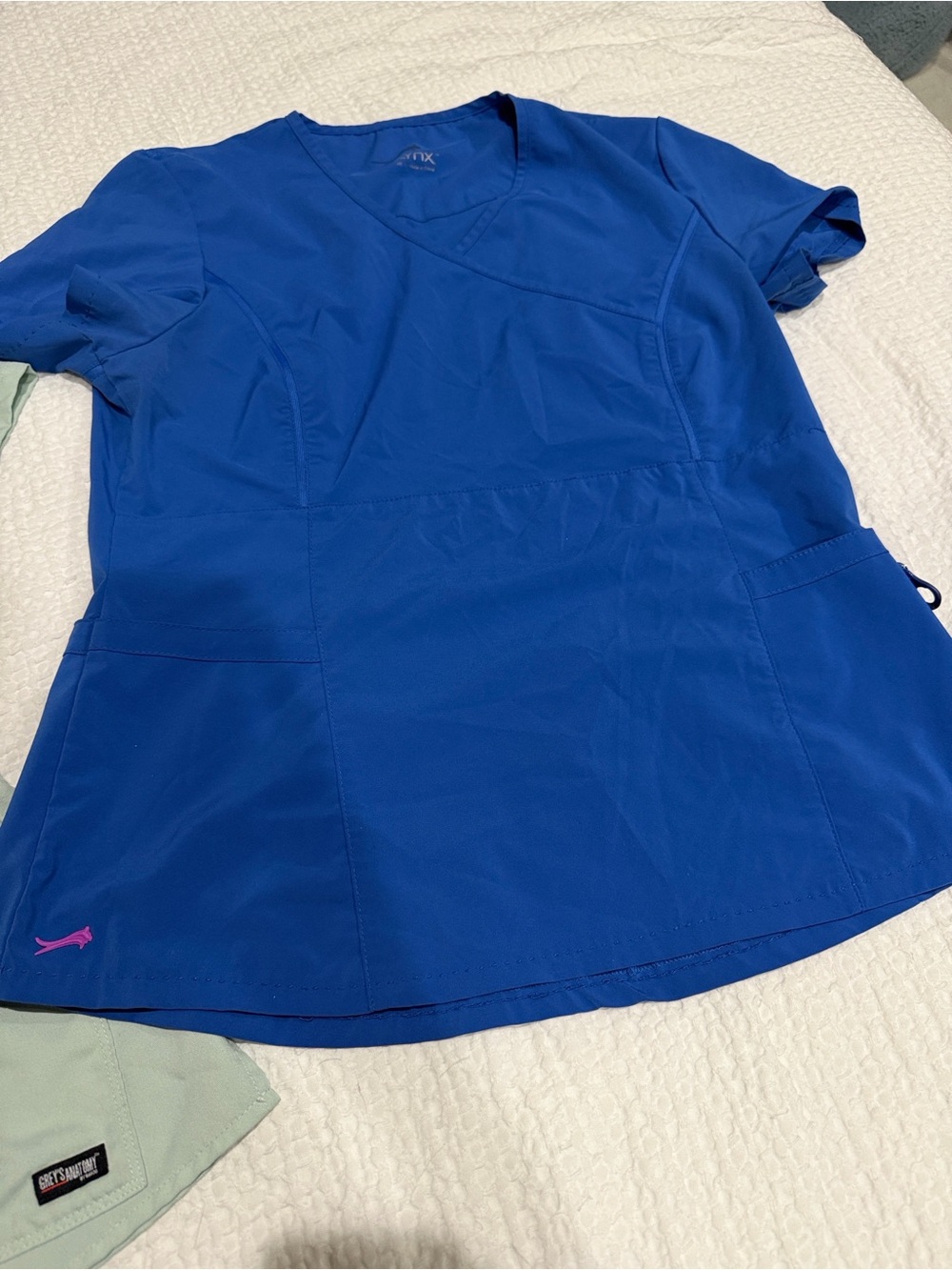 Scrubs-style V-Neck Tunic Top in Royal Blue